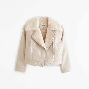 NWOT Abercrombie Cream Faux Leather Jacket